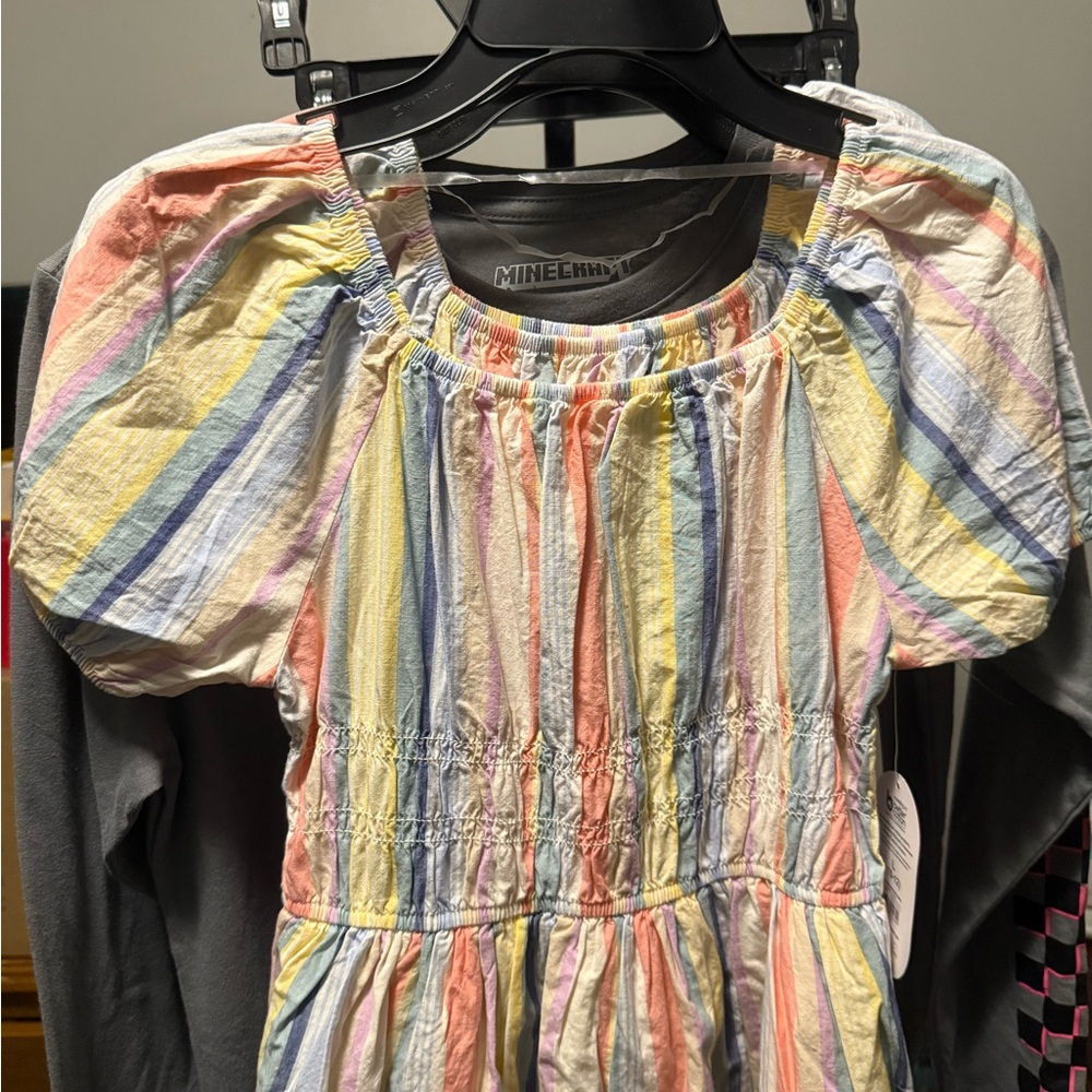 Wonder Nation Pink and Yellow Puff Sleeve Sundress